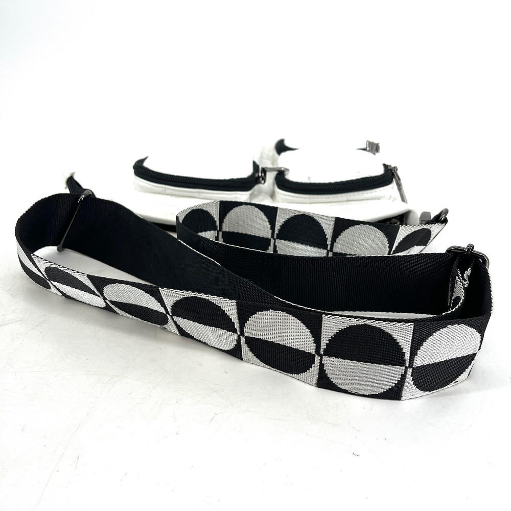 THINK ROLYN White Puffer Crossbody Bag with Graphic Strap - Picture 5 of 7